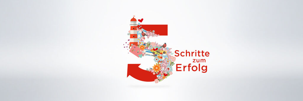 Teaser Grafik - In 5 Schritten "Cliparts"